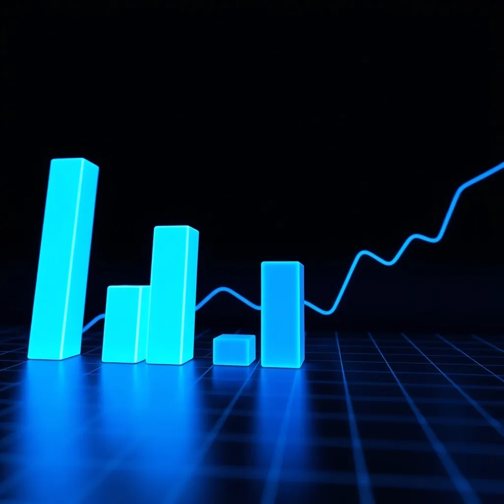 A clean, minimalist 3D data visualization showing glowing bl